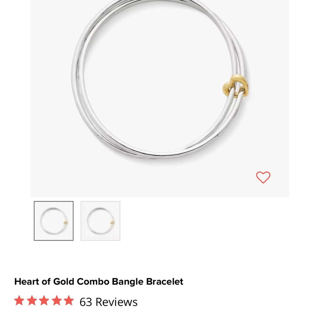 James Avery, new Heart of Gold Combo Bangle Bracelet